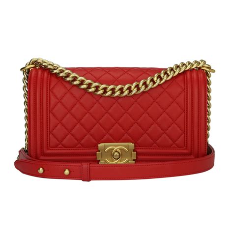 chanel red medium boy should bag silver chain|Chanel belt bag.